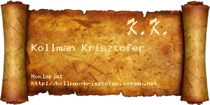 Kollman Krisztofer névjegykártya